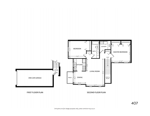 Floor plan for 2 beds, 1 bath, 1001 sqft